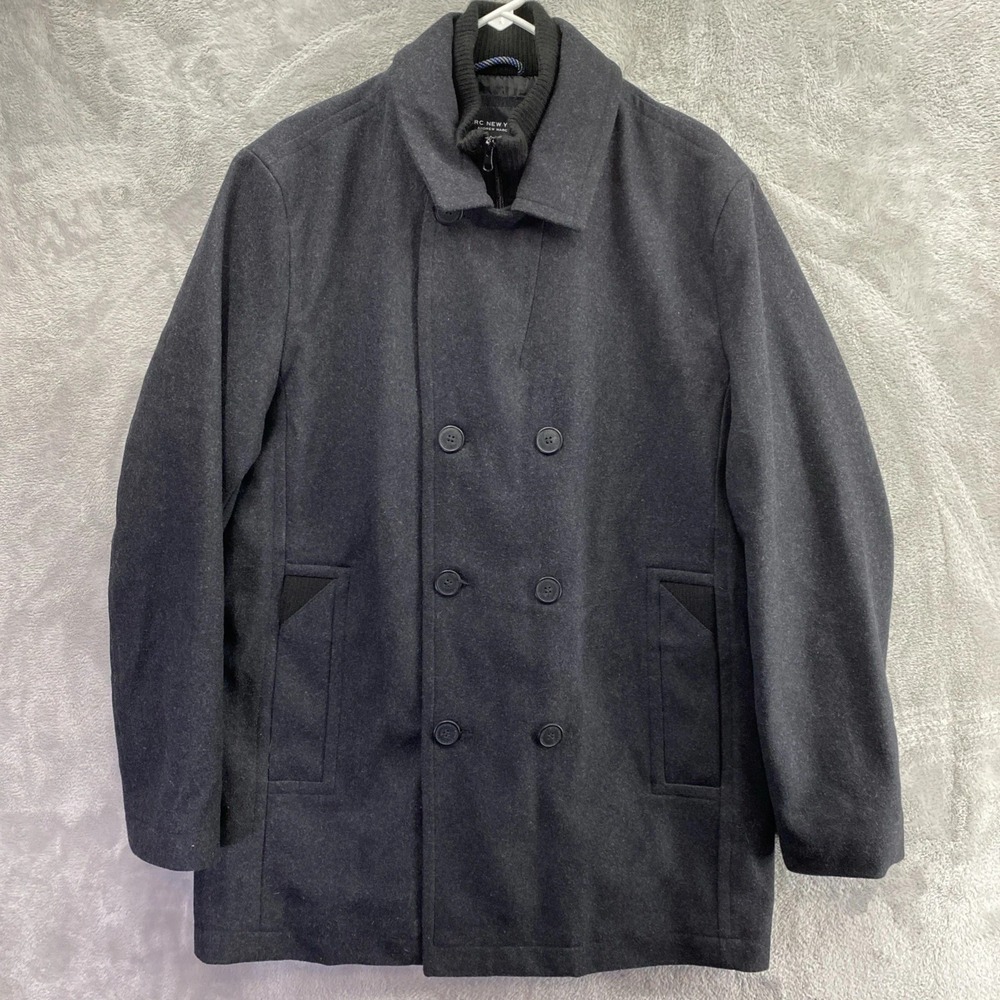 Marc New York Men's Wool Cashmere Pea Coat Double Breasted Gray Size M